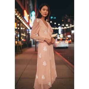 Vintage Judy Hornby Couture Silk Chiffon Metallic Burnout Dress size 10